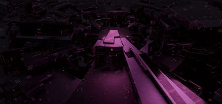 Abstract SciFi Blocks And Cubes Black Colors Futuristic Background Technology Concept For Graphic Design 3D Illustrationの写真素材