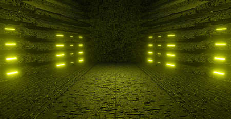 Science Fiction Futuristic Metal Stage Room Warehouse Showroom Spotlight Copper Brown or Yellow...