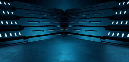 Artificial Intelligence CryptoSpace Interior Crypto World Spotlight Blue Turquoise Illustrative Banner Background Wallpaper SciFi Concept 3D Renderingの写真素材