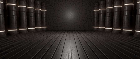 Rough Grungy Showroom Showcase Dim Charcoal Banner Background Wallpaper 3D Illustrationの写真素材