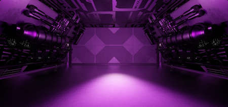 Empty Futuristic Podium Industrial Room Scene Disco Future Gray Colors Background Experimental Lab 3D Illustrationの写真素材