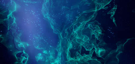 Vibrant Space To A Galaxy And Stars Universe Filled With Stars Nebula And Galaxy colorful Deep Blue Green Banner Background ,,の写真素材