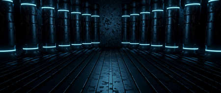 Science Fiction Futuristic Spotlight Blush Blue Banner Background Spaceship Architecture For...