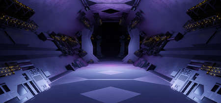 Space Futuristic Futuristic Platform Space Revolutionary Light Purple Colors 3D Illustration