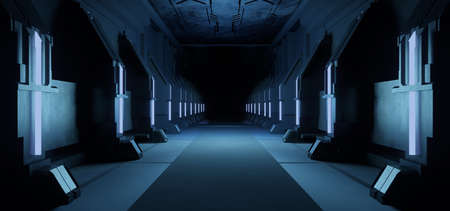 Futuristic Industrial CryptoSpace Interior Crypto World Dystopian Blue Turquoise Colors Sci Fi...