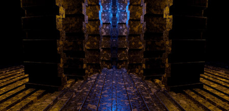 Abstract Luxurious Marble Granite Hallway Studio Showroom Dim Black Banner Background Wallpaper 3D...
