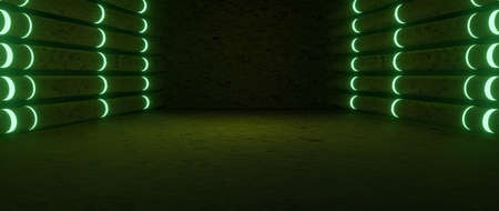 green light on the stage in the hall 3D Illustrationの写真素材