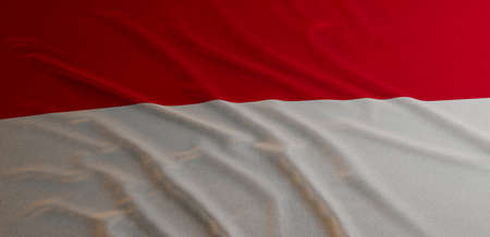 Indonesian flag with wavy folds 3d Renderの写真素材