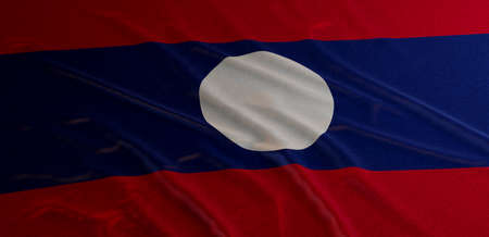 Laos flag waving 3D Renderの写真素材