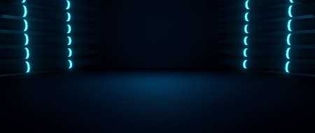 Cyber Age Structure Walls And Floor Night Black Banner Background Wallpaper Futuristic Architechture...