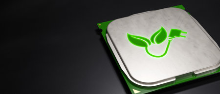 plug and leaf eco concept technology banner background 3d render