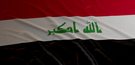 Iraqi flag with folds and waves 3d renderの写真素材