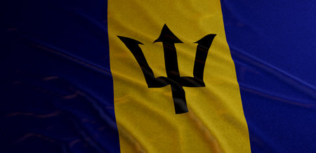 Barbados flag waves folds 3d illustration