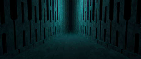 Rusty Metal Showroom Showcase Metallic Turquoise Abstract Background 3D Rendering