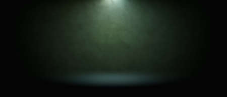 Concrete floor with spotlight empty space and smoke studio concept and green turquoise atmospheric lighting for product presentation and display 3D Renderの写真素材