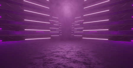 Futuristic Futuristic Technology Purple Pink Corridor Hangar Basement Underground Hallway Illustration Banner Background Wallpaper 3D Renderの写真素材