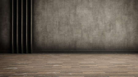 Dark grunge empty room minimal style living room 3D Renderの写真素材