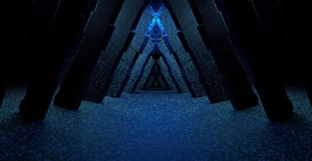 Surreal Technology Reflective Studio Room Lighted Dark Blue Banner Background Wallpaper For Showroom...