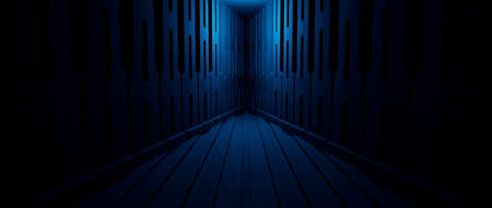 Modern Digital Simulation Cyber Warehouse Futuristic Interior Dark Black Abstract Background With...