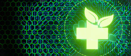 Medical and Eco Sustainability Telemedicine and Healthcare Green Concept in Technology 3D...