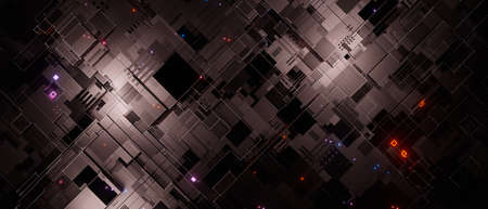Abstract Luxurious Elegant Sci-fi Hi-tech Equipment Facility Modern Gray Illustrative Banner...