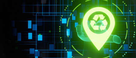 Geo Recycle futuristic abstract banner background 3D Illustration