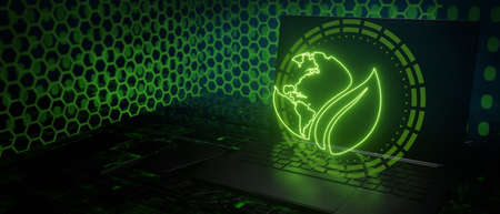 Globe leaf technology network 3d illustration