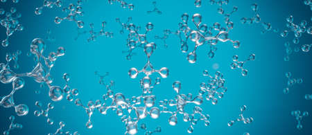 Light Blue Cosmetics Concept Collagen Serum and Vitamin 3D Render