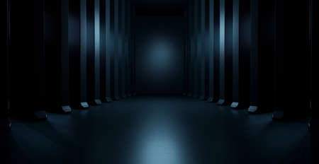 Futuristic Structure Walls And Floor Black Banner Background For Graphic Design 3D Illustration