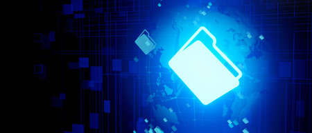 Document Management System or DMS setup concept with modern computer,searching managing information and corporate files.Business processing,Software for archiving conceptの写真素材