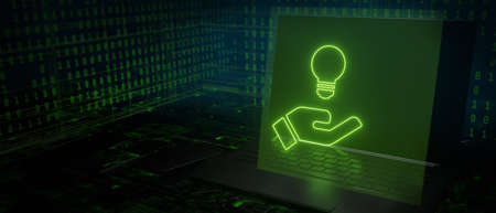 Ideas technology lightbulb 3d illustrationの写真素材