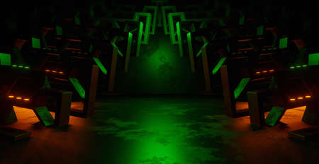 Eternal Metallic Cement Digital Technology Background Future Concept Art Cutting Edge Green...