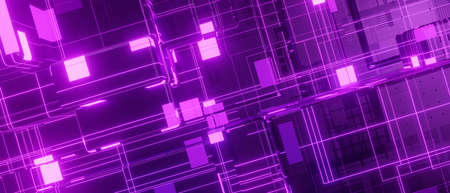 Blue and Purple technology background lights 3d renderの写真素材