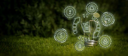 Environmental Awareness Concept With Eco Icons Abstract Background 3D Renderの写真素材
