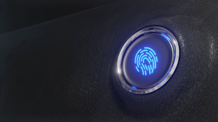 Fingerprint scan start engine startup security communication concept technology background 3d renderの写真素材