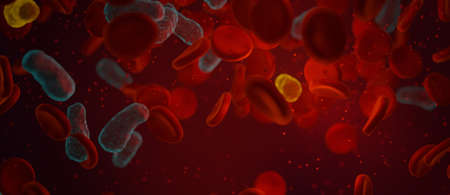 Sepsis, bacteria blood concept banner background 3D Renderの写真素材