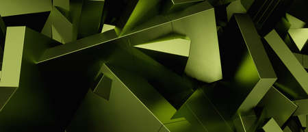 Abstract Elegant Futuristic Geometric Futuristic Trendy Futuristic Dark Green Banner Background 3D Renderの写真素材