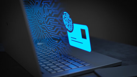 Id and fingerprint technology cyber security concept 3D Renderの写真素材