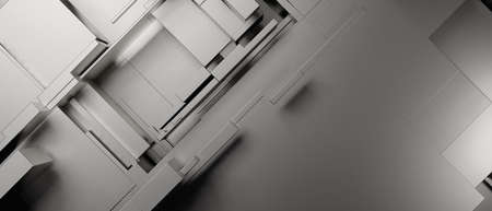 Abstract Elegant Futuristic Block Cubes Grey Abstract Background 3D Illustrationの写真素材