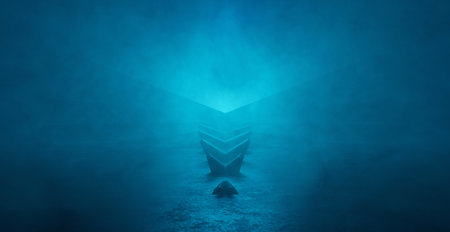 Luxurious And Elegant Alien Interesting Smoke Blue Garage Background Wallpaper 3D Illustrationの写真素材