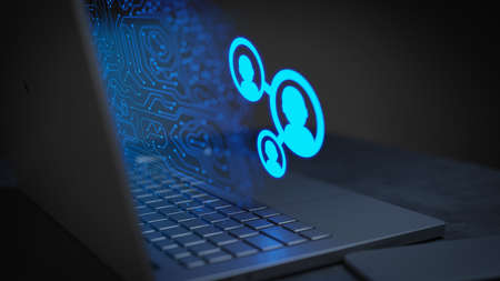 User data technology connecting people 3D Illustrationの写真素材