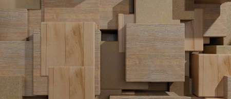 Brown wood blocks texture abstract background wallpaperの写真素材