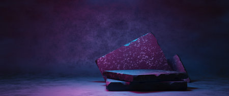 Empty blank dark pedestal platform with copy space text 3d renderの写真素材