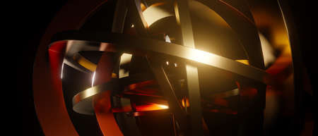 Abstract Modern Shiny Metallic Gold Copper Background Wallpaper 3D Renderの写真素材
