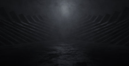 Creative Metallic Or Concrete Dark Volumetrics Smoke Dark Line Abstract Background 3D Illustrationの写真素材