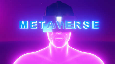Crypto Metaverse Cyber City World Virtual Reality Technology Concept Future Concept Background 3d Renderの写真素材
