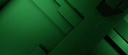 Abstract Luxurious Elegant Futuristic Block Cubes Three Dimensional Green Abstract Background 3D Renderの写真素材