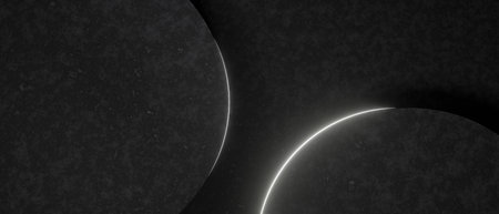 Abstract Dynamic Black Background with Lights on the edge of circle shape Smooth Grungy Texture. Usable for Background, Wallpaper, Banner, Poster, Brochure, Card, Web, Presentation. 3D  Illustration Design Template.の写真素材
