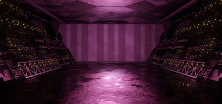 Futuristic Science Fiction industrial alien architecture concept. . 3D render illustration