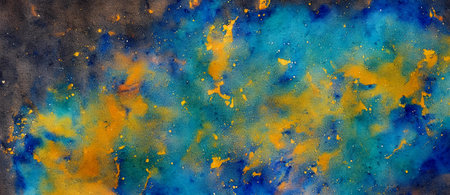A Painting Of Blue, Yellow, And Orange Colors, Breathtaking Graphical Overlays Abstract Texture Background.の素材